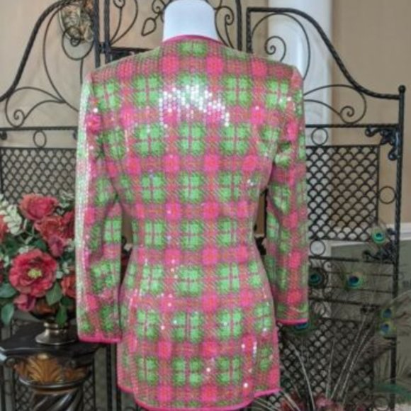 AJ Bari Silk Chiffon Sequin Vintage Blazer - Picture 6 of 8